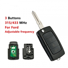 3 Button Folding Flip Remote Car Key 315/433Mhz for Ford Truck Button Remote Car Key Adjustable Frequency