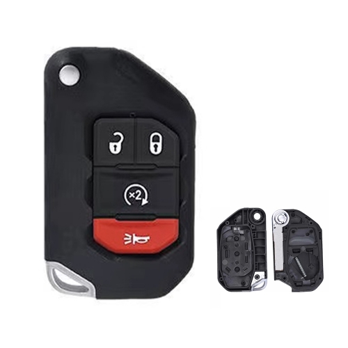 Flip Remote Control Car Key Shell Case With 4 Buttons for Jeep W-rangler Gladiator 2018 2019 2020
