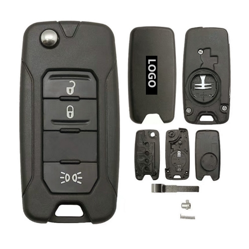 3 Buttons For Jeep Renegade 2015/6/7/8 Flip Remote Car Key Shell Case With Uncut SIP22 Blade Replacement With Logo