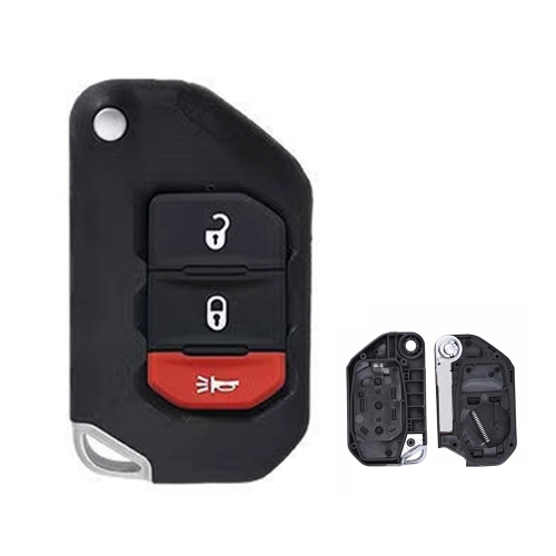 Flip Remote Control Car Key Shell Case With 3 Buttons for Jeep W-rangler Gladiator 2018 2019 2020