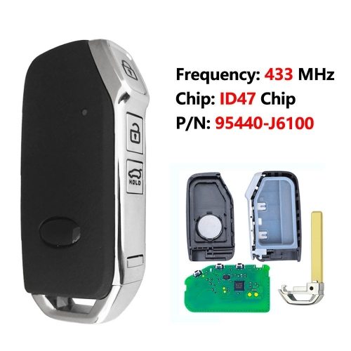 Smart-Remote-Key Fob FSK 433,92 MHz NCF2951X / HITAG 3 / 47 Chip für Kia Cadmiumtellurid 2020 2021 P/N: 95440-J6100