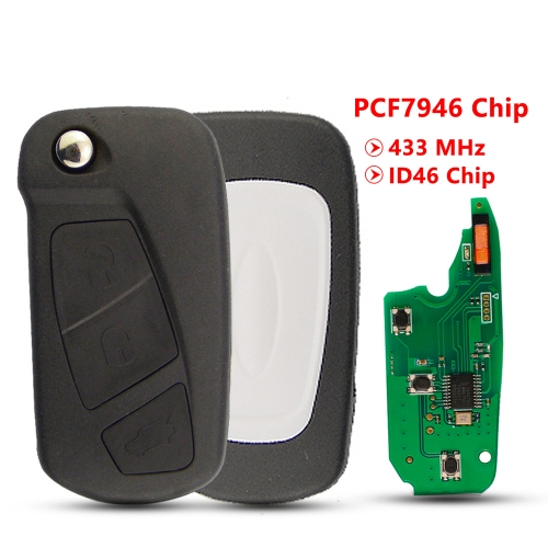 3 Buttons Flip Folding Car Remote Key Fod 433MHZ ID46 PCF7946 Chip For Ford Ka 2008 - 2016 With SIP22 Blade