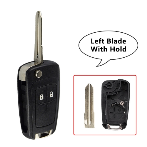 2Btn Flip Flip Remote Key Shell For Chevrolet Left Blade With Hold