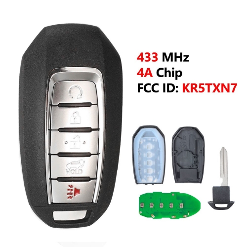Car Remote Control Key For Infiniti XQ60 2019 2020 2021 5 BUTTONS FCCID KR5TXN7 4A Chip 433 FSK Replacement Promixity Card