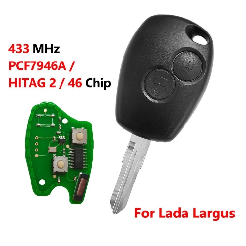 Replacement Remote Key Fob 2 Buttons Uncut VAC102 433mhz PCF7946A For LADA Largus 2012 2013 2014 2015 2016 2017 2018 2019
