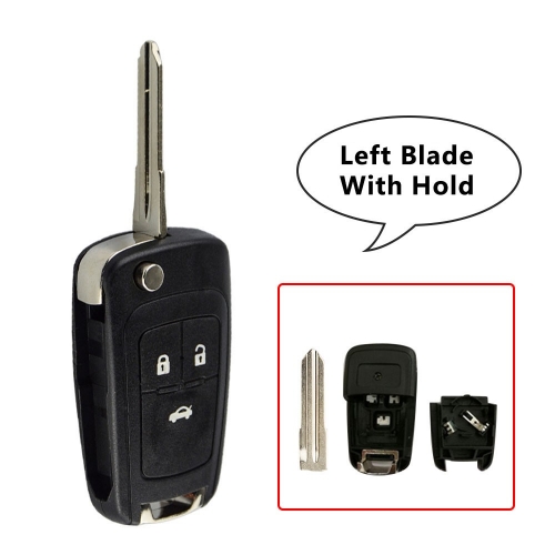 3Btn Flip Flip Remote Key Shell For Chevrolet Left Blade With Hold