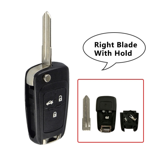 3Btn Flip Flip Remote Key Shell For Chevrolet Right Blade With Hold
