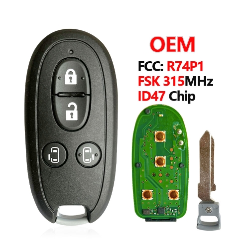 Original Suzuki Remote Smart Card Key Fob For Suzuki 315MHz FSK PCF7953X/HITAG 3/47 CHIP FCCID Number R74P1 For Russia Market 4 Buttons
