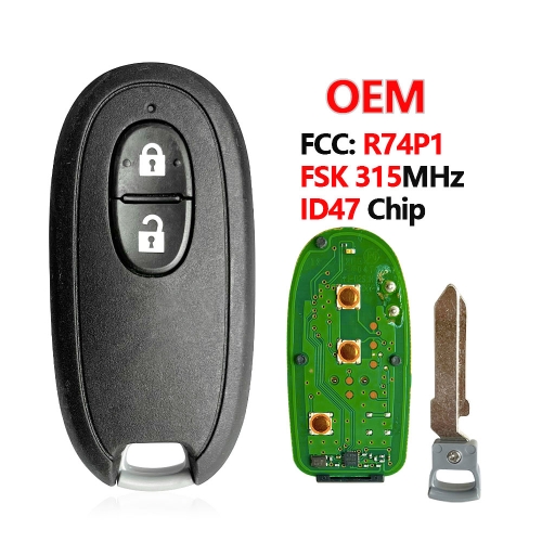 Original Suzuki Remote Smart Card Key Fob For Suzuki 315MHz FSK PCF7953X/HITAG 3/47 CHIP FCCID Number R74P1 For Russia Market 2 Buttons