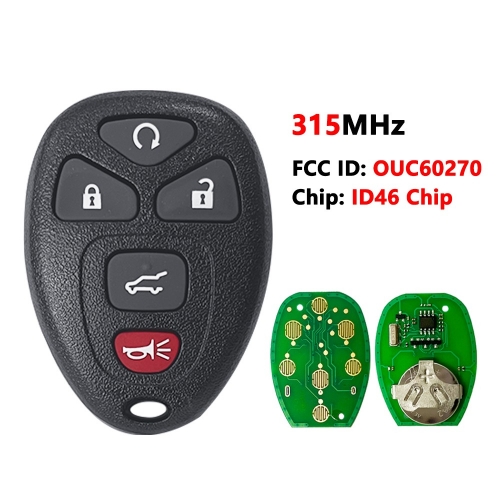 OUC60270 4+1 Buttons New Remote Start Keyless Entry Key Fob Clicker Control For Chevrolet