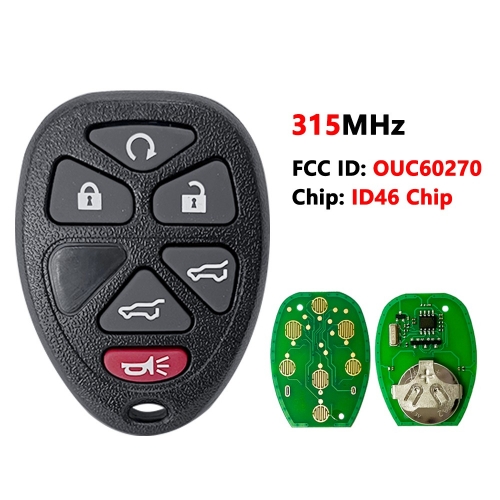 OUC60270 5+1 Buttons New Remote Start Keyless Entry Key Fob Clicker Control For Chevrolet