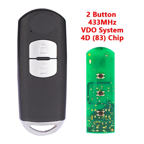 VDO System Smart Remote Car Key 2Button 433MHz 4D (83) Chip FOB for Mazda 2/6 2014+
