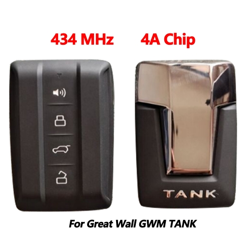 Original 4 Button Smart Keyless Remote Key Fob For Great Wall GWM TANK 300 434Mhz 4A Chip With Logo