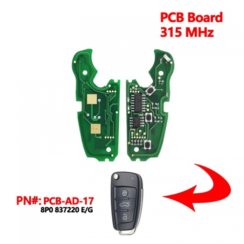(315Mhz)8P0837220E/G 3 Buttons PCB Board for Audi