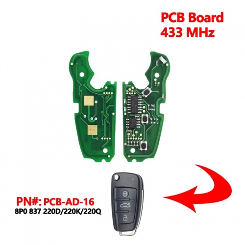 (433Mhz)8P0837220D/K/Q 3 Buttons PCB Board for Audi