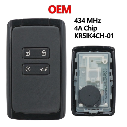 4 Button Card For Renault PCF7953/4A Chip 433MHZ Black Border Original Remote Key