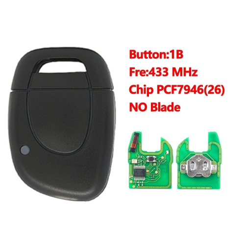 1 Button Remote Car Key 433mhz With Aftermarket PCF7946(26) Chip NO Blade