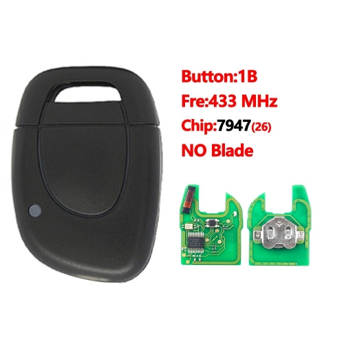 1 Button Remote Car Key 433mhz With Aftermarket PCF7947(26) Chip With/Without  Blade for Renault
