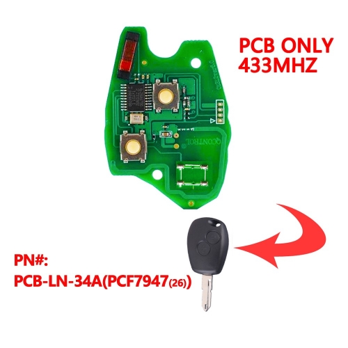 Pcf7947(26) Chip PCB For Renualt 2/3B Remote key Round Button