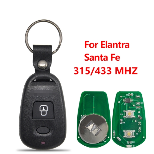 Remote Key Fob 2 Buttons 315/433MHz for Hyundai Santafe Elantra 2002 2003 2004 2005 2006 FCC ID: OSLOKA-510T