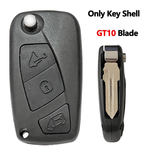 3Button Flip  Key Shell For Fiat Black Colour  GT10 Blade