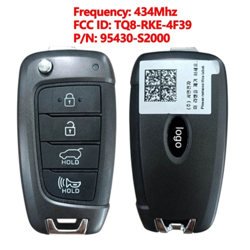 4 Button Original Folding Flip Car Key Fob For Hyundai Santa Fe 2018-2020 434Mhz FCCID 95430-S2000 TQ8-RKE-4F39 no Chip