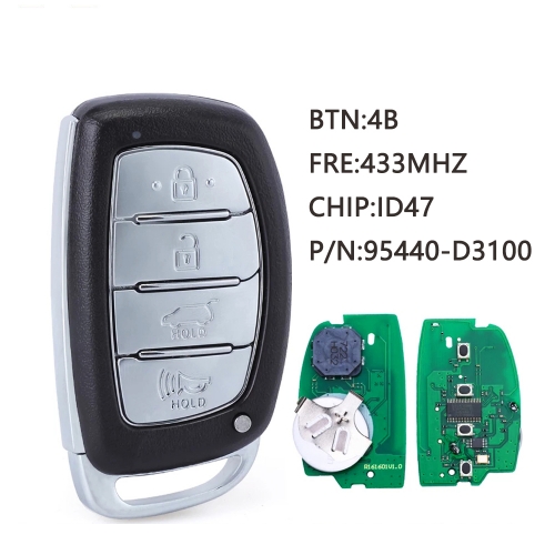 Smart Remote Key 4 Buttons 433MHz ID47 Chip For Hyundai Tucson  95440-D3100
