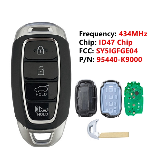 4 Button Prox Smart Remote Car Key Fob 434MHz ID47 Chip FCC ID: SY5IGFGE04 P/N: 95440-K9000 for Hyundai Veloster 2017 2018 2019