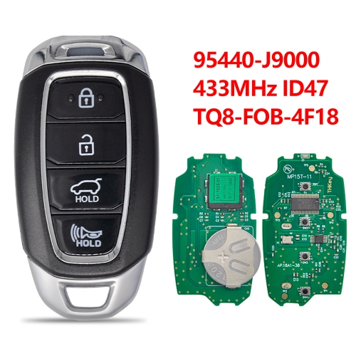Remote Control Smart Car Key For Hyundai Kona 2019 2020 ID47 Chip 433MHz P/N 95440-J9000 Replacement Promixity Card