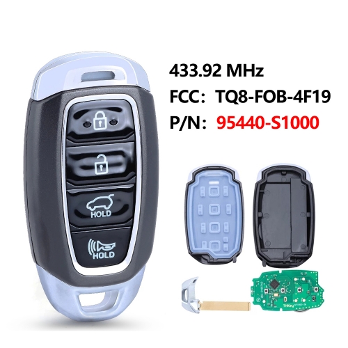 4 Button Smart Keyless Remote Key Fob 433MHz ID47 Chip for Hyundai Santa Fe 2019 2020 FCC ID: TQ8-FOB-4F19, P/N: 95440-S1000