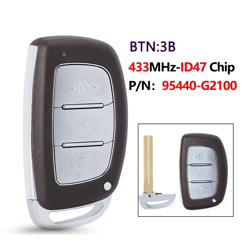 Replacement Proximity Smart Car Remote Key 433.92Mhz ID47 For Hyundai Ioniq 2016 2017 2018 2019 P/N: 95440-G2100