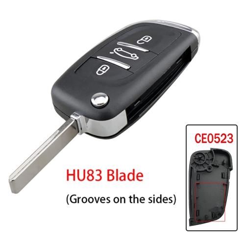 Remodeling  DS Style 3BTN Key Shell For Peugeot Citron （0523+HU83)