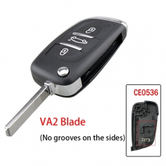 Remodeling DS Style 3BTN Key Shell For Peugeot Citron （3B+0536+VA2）