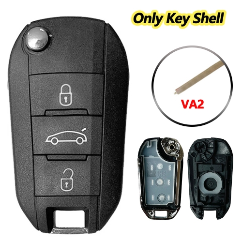 Big Flip Key Shell For Citroen And Peugeot Va2 Blade With Truck Button