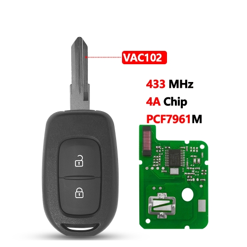 #A 2 Buttons Remote Key For Renault With PCF7961M/4A Chip VAC102 Blade