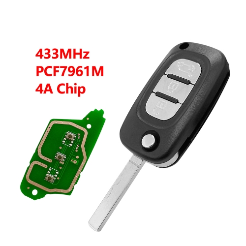 3 Buttons PCF7961M/4A Chip Flip Key For Renault Key  433MHZ