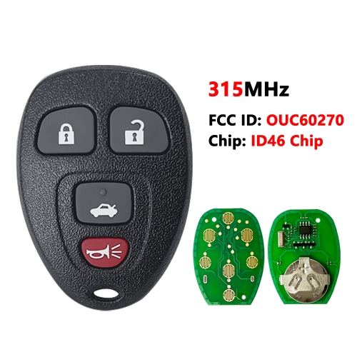 OUC60270 3+1 Buttons New Remote Start Keyless Entry Key Fob Clicker Control For Chevrolet Impala 2006-2013 15912860