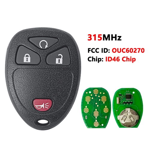OUC60270 3+1 Button New Remote Start Keyless Entry Key Fob Clicker Control For Chevrolet Impala 2006-2013 15913421