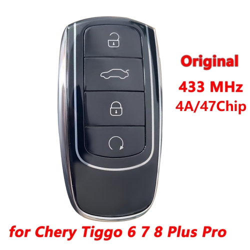 Original 4 Button Car Key Fob ID47/4A 433MHz Smart Remote Proximity Keyless for Chery Tiggo 8 PLUS ARRIZO PLUS Replacemet Key