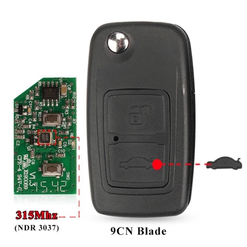 2 Buttons (Trunk)Remote Key 315MHz With ID46 Chip 9CN A21 Blade For Chery A3 A5 Tiggo Fulwin Cowin EASTER