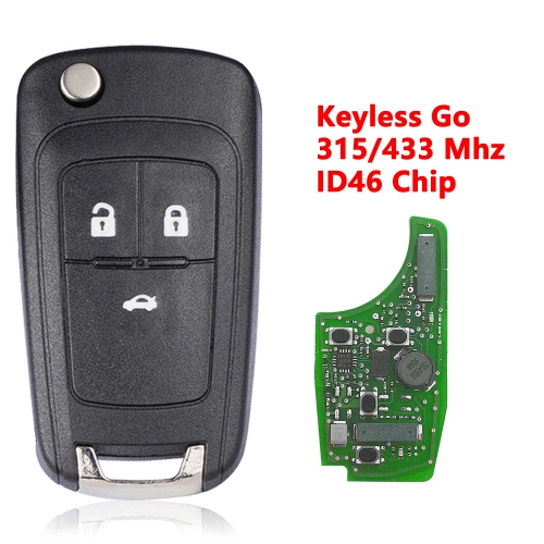 (315/433Mhz) 3 Button PCF7952E/ID46 Chip Flip Remote Key for Chevrolet
