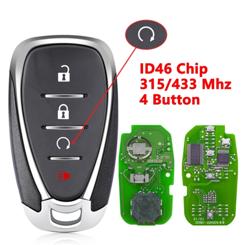 (315/433Mhz)FCC:HYQ4AA /HYQ4EA 4 Buttons ID46  Smart Card Key for Chevrolet