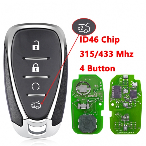 (315/433Mhz)  FCC:HYQ4AA/HYQ4EA 4 Buttons ID46 Smart Card Key for Chevrolet