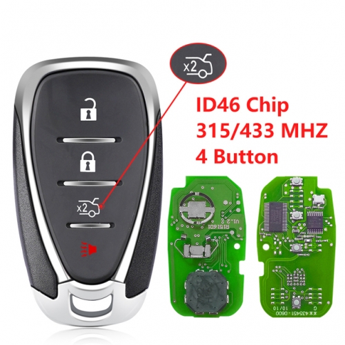 (315/433Mhz) FCC:HYQ4AA/HYQ4EA 4 Buttons ID46  Smart Card Key for Chevrolet