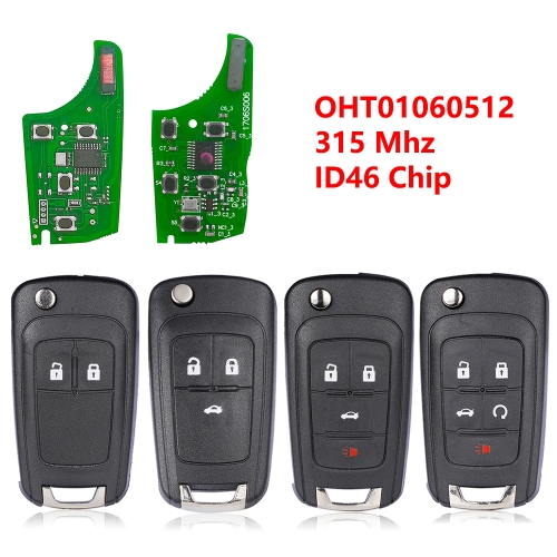 (315Mhz) 2/3/4/5Button ID46 Chip Flip Remote Key for Chevrolet with HU100 Blade