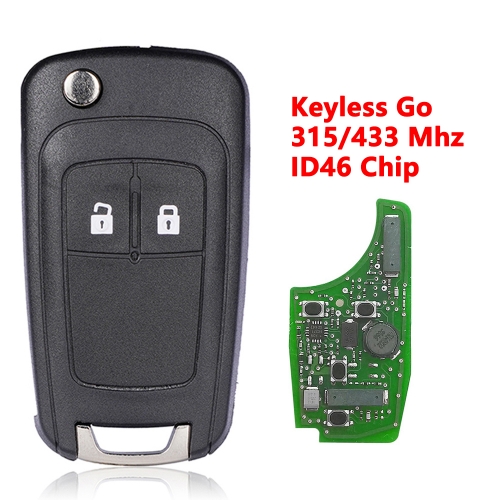 (315/433Mhz) 2 Button PCF7952E/ID46 Chip Flip Remote Key for Chevrolet