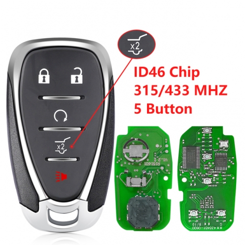 (315/433Mhz) FCC:HYQ4AA/HYQ4EA 5 Buttons ID46  Smart Card Key for Chevrolet
