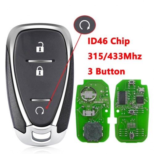 (315/433Mhz) FCC: HYQ4AA/HYQ4EA 3 Buttons ID46  smart Card Key for Chevrolet