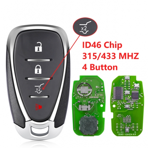 (315/433Mhz) FCC:HYQ4AA/HYQ4EA 4 Buttons ID46  Smart Card Key for Chevrolet
