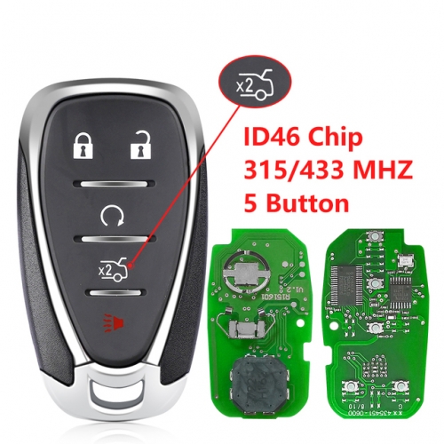 (315/433Mhz) FCC:HYQ4AA/HYQ4EA 5 Buttons ID46  Smart Card Key for Chevrolet
